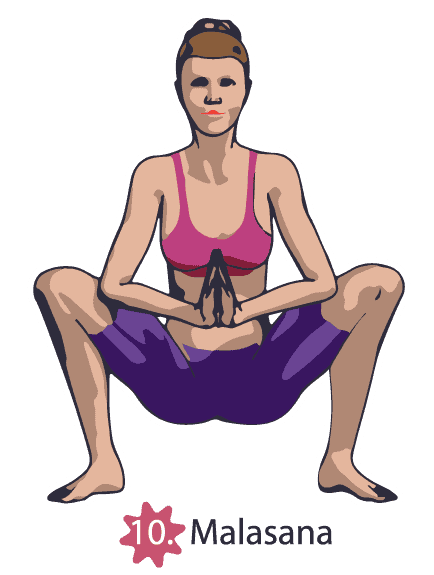 Malasana yoga poses workout at home
