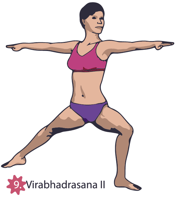 Virabhadrasana yoga poses workout at home