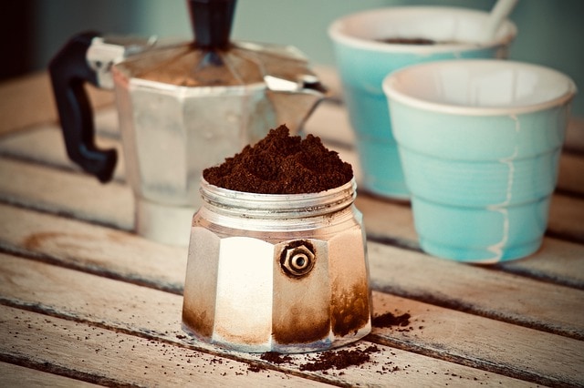 use freshly ground black coffee